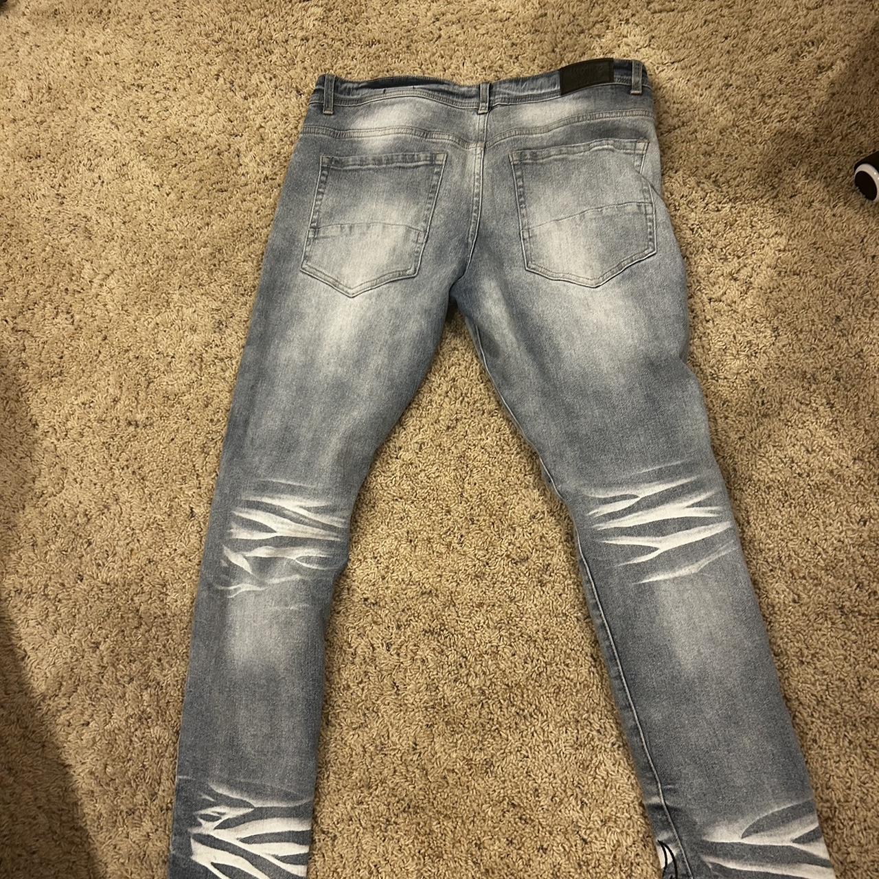 (Size 34) jeans with leather stitched crosses (Not... - Depop