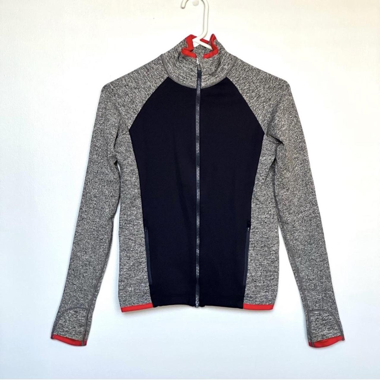 Athleta Andes top Hybrid Jacket, Grey Heather / NAVY