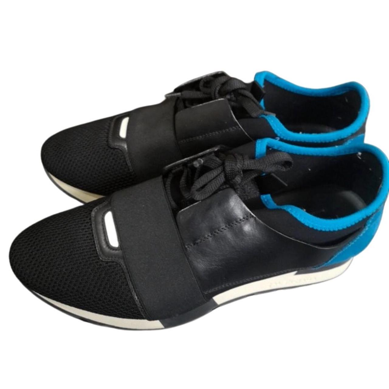 Balenciaga Race Leather Cloth Trainers Black