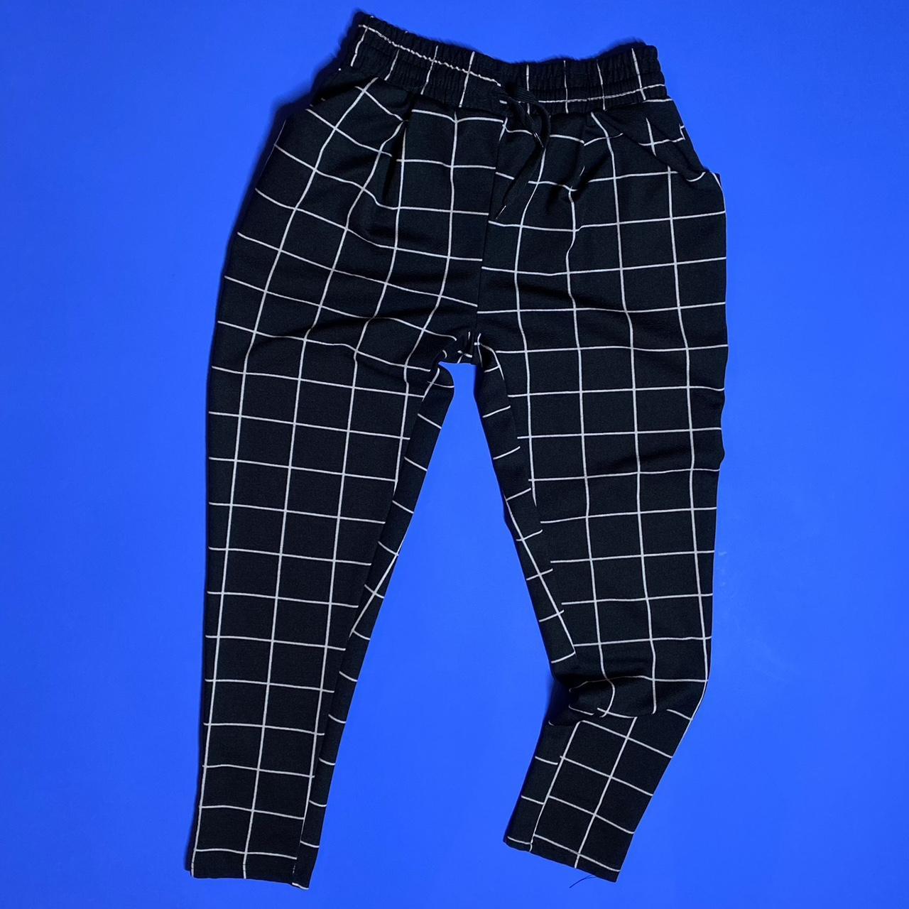 elastic waist black grid pants. 2015 vibes all the