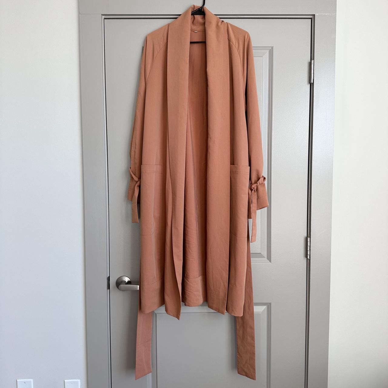 Collarless duster clearance coat