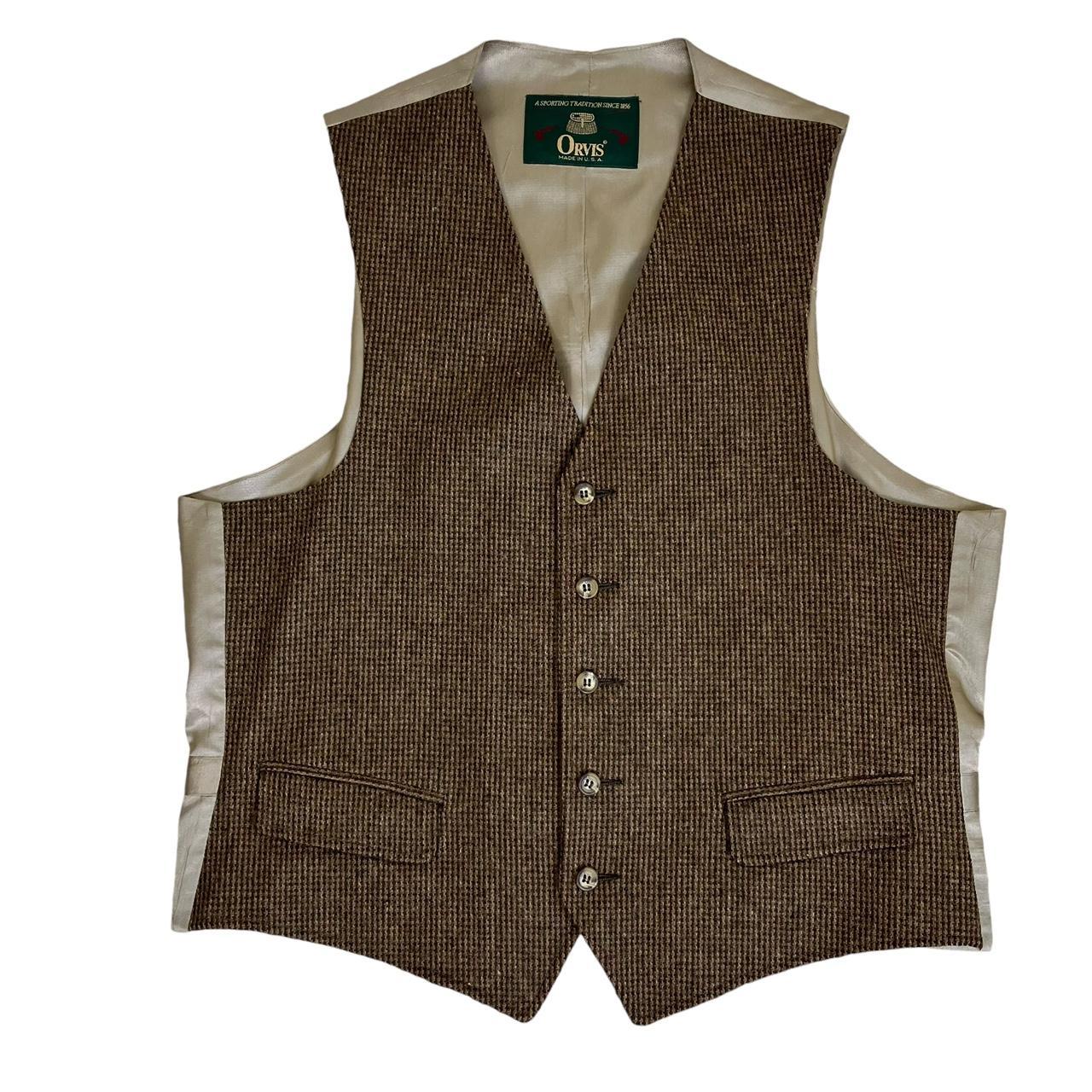ORVIS Vintage Harris Tweed Vest Suit Vest Wool Brown... Depop