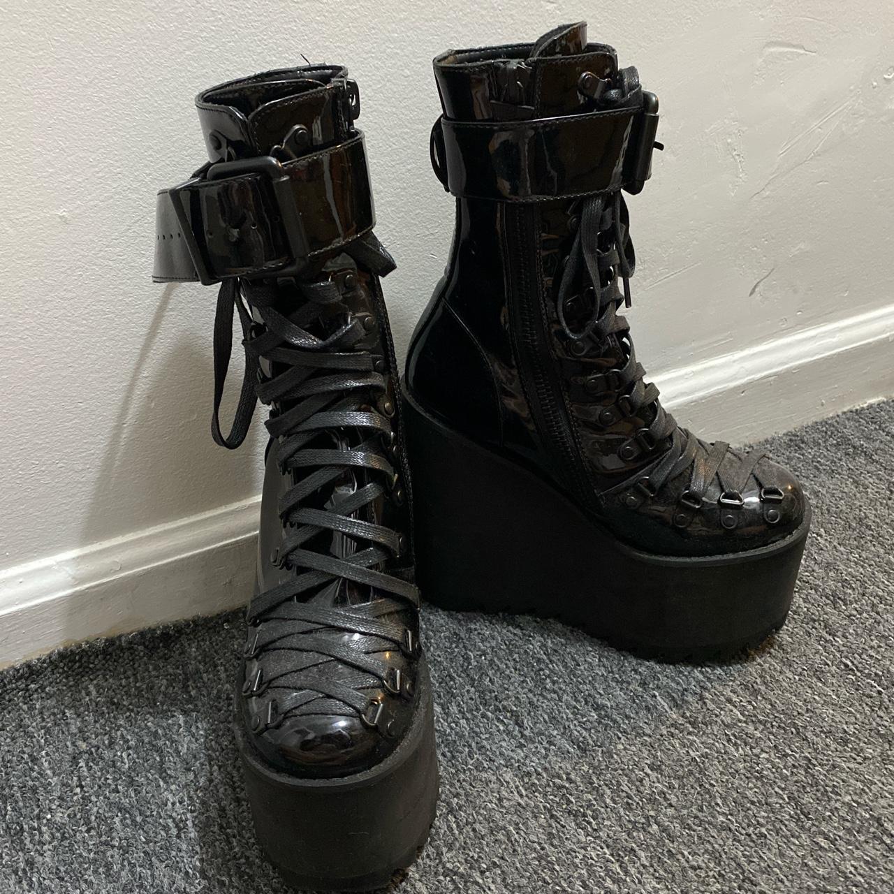dolls kill widow ankle patent leather platform... Depop