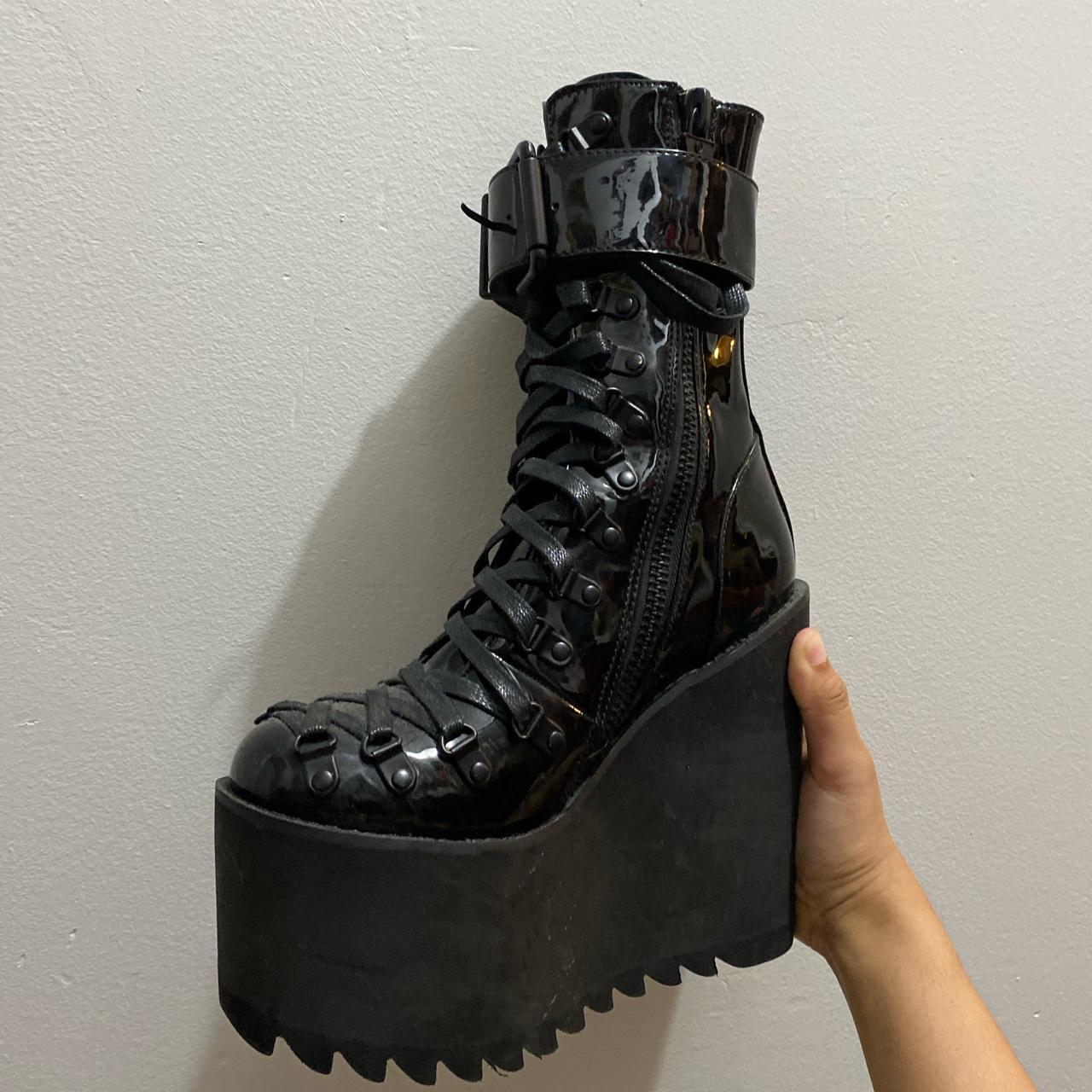 dolls kill widow ankle patent leather platform... Depop