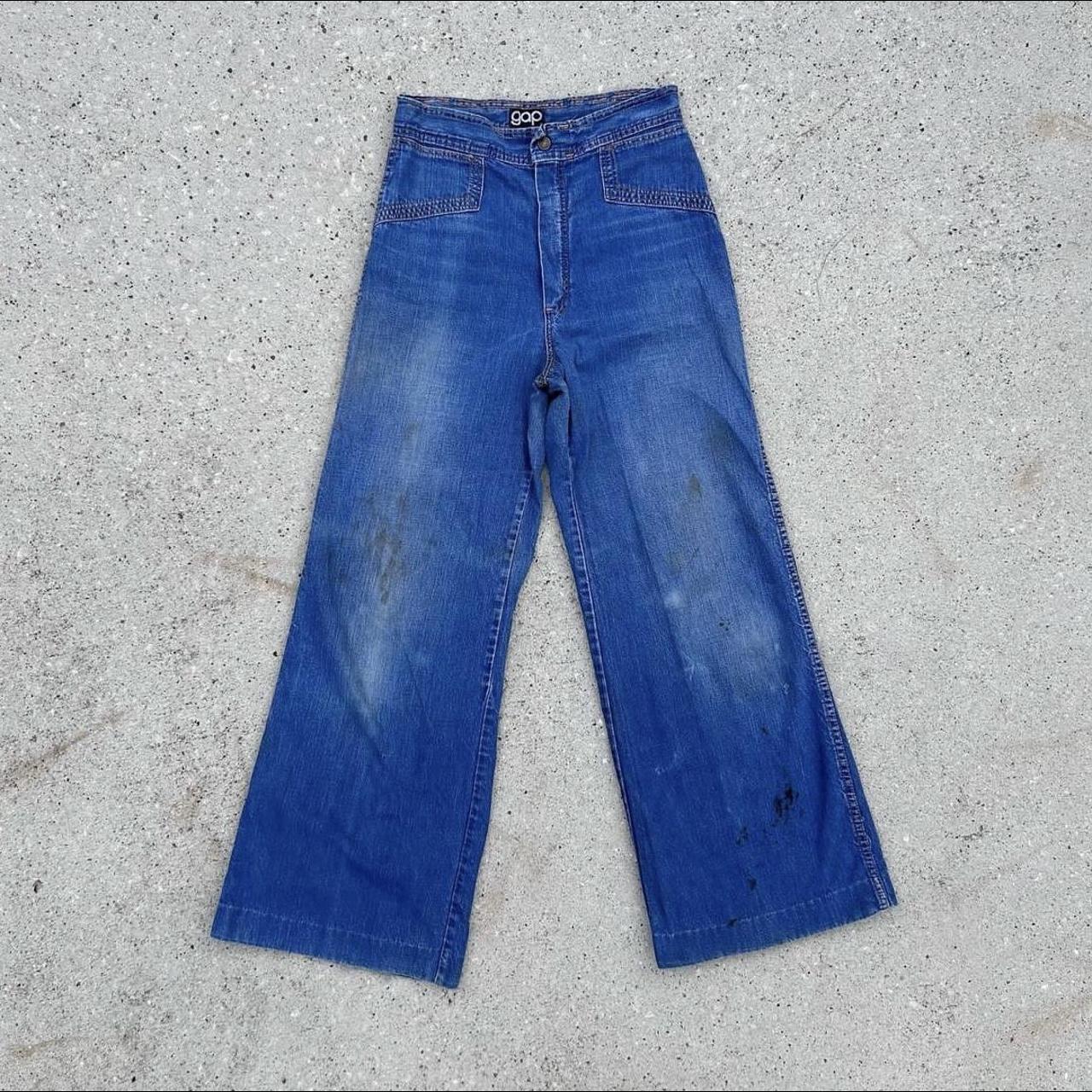 Size 13’ Vintage 70s Gap Blue Jeans, Wide Leg,... - Depop