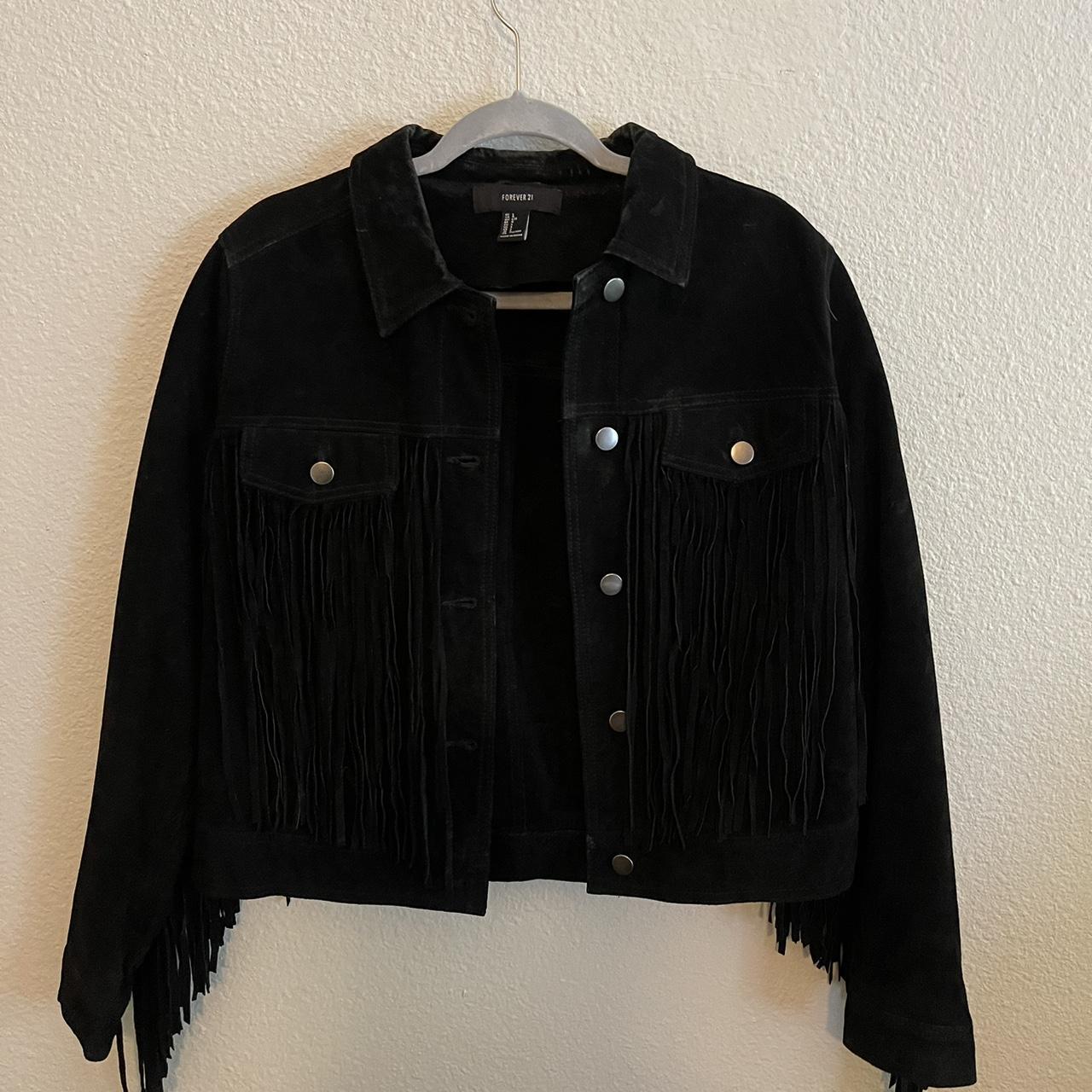 Black fringe jacket top forever 21