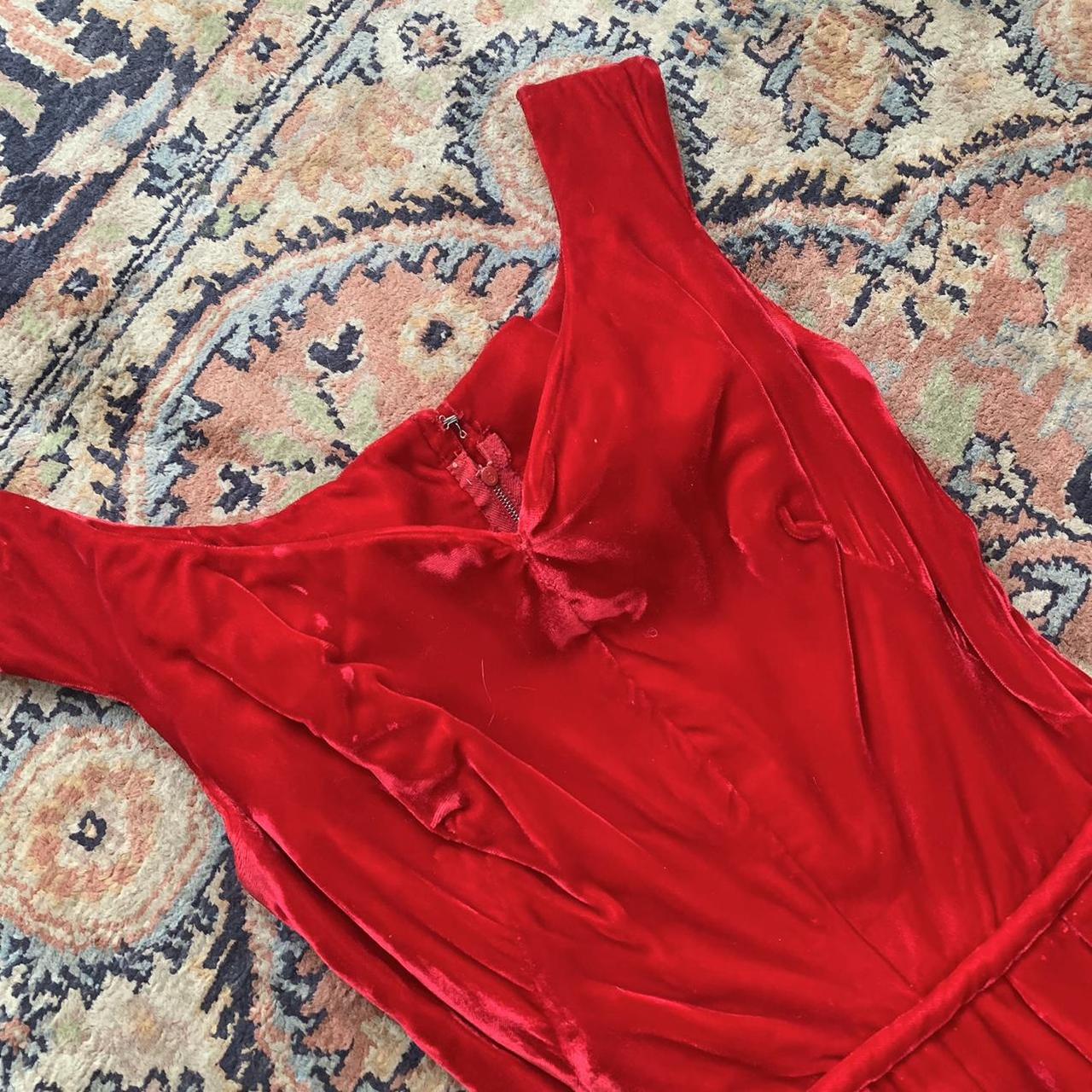 Red velvet vintage dress, beautiful condition;... - Depop