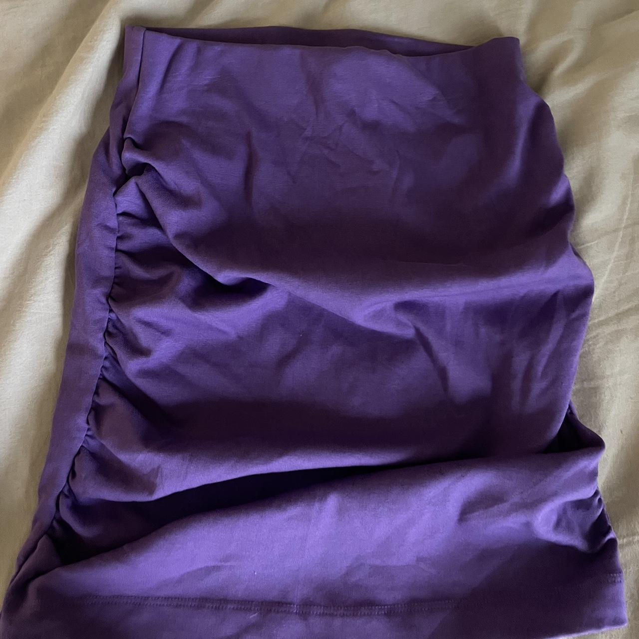purple zara scrunch mini skirt perfect condition... - Depop