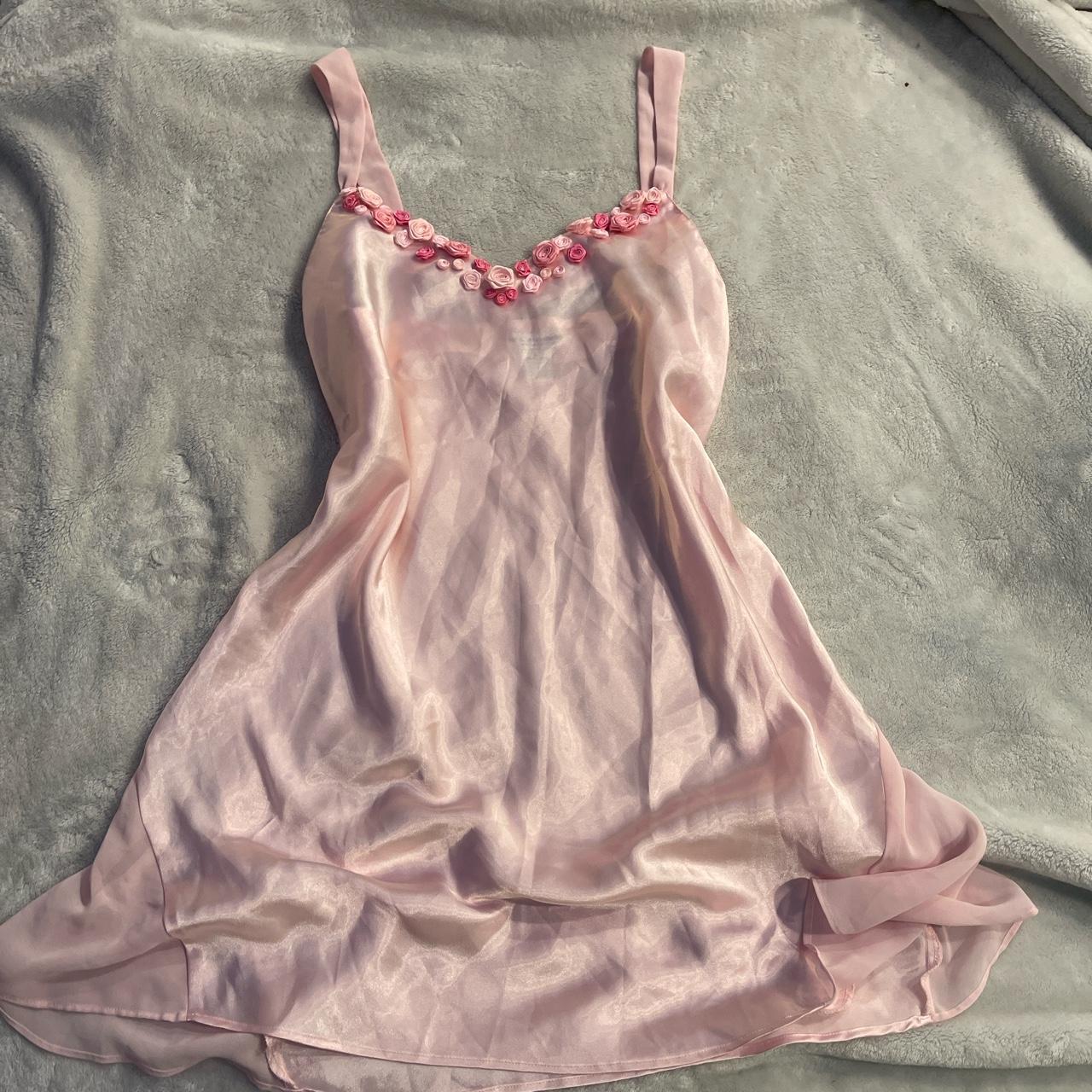 Adorable Coquette Baby Pink Rose Vintage Nightgown. - Depop