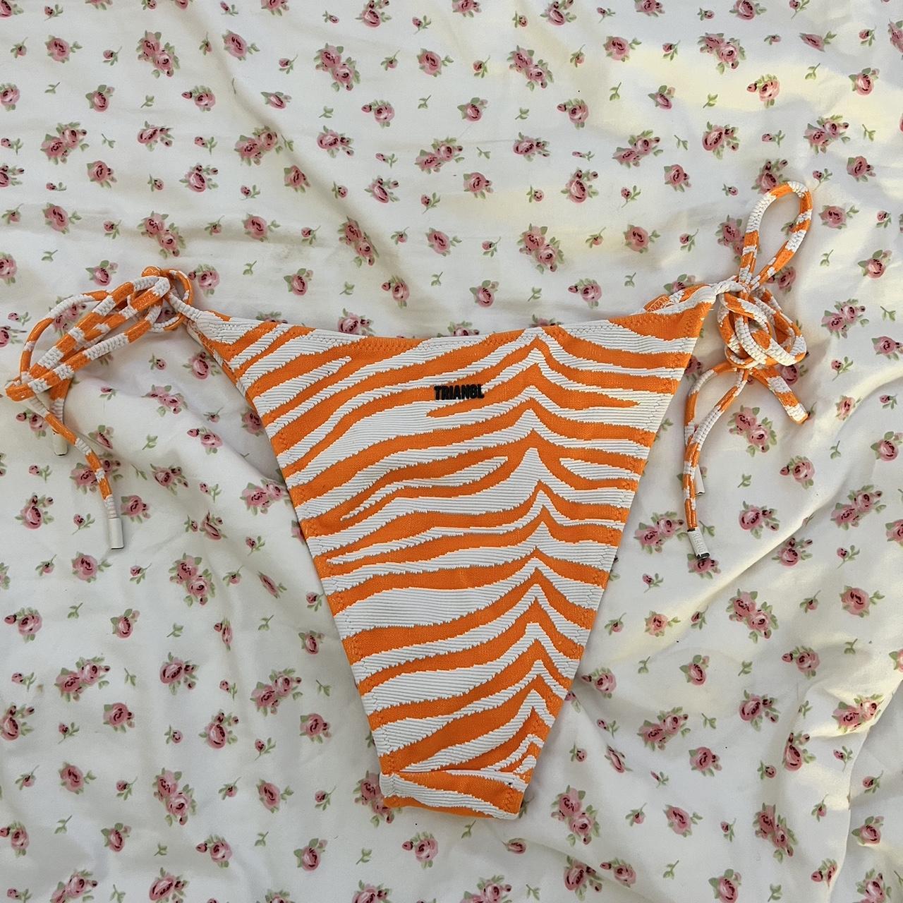 !!RARE!! orange and white zebra print triangl bikini... Depop