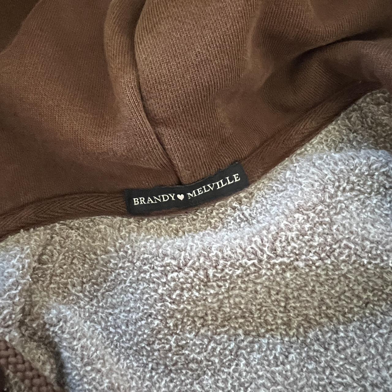 Brown Brandy Melville oversized zip-up hoodie!... - Depop