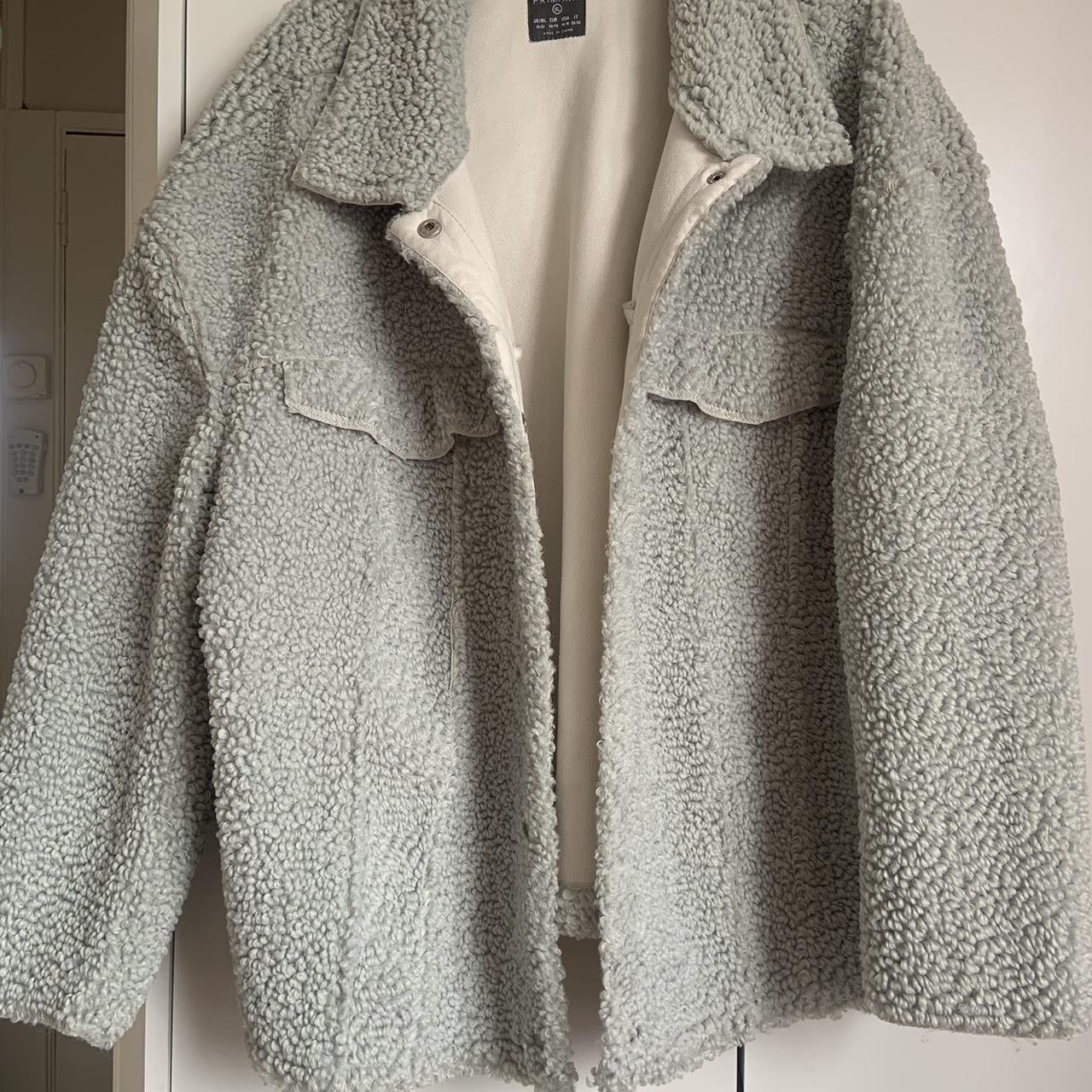 Pastel green teddy bear coat Primark - size XL... - Depop