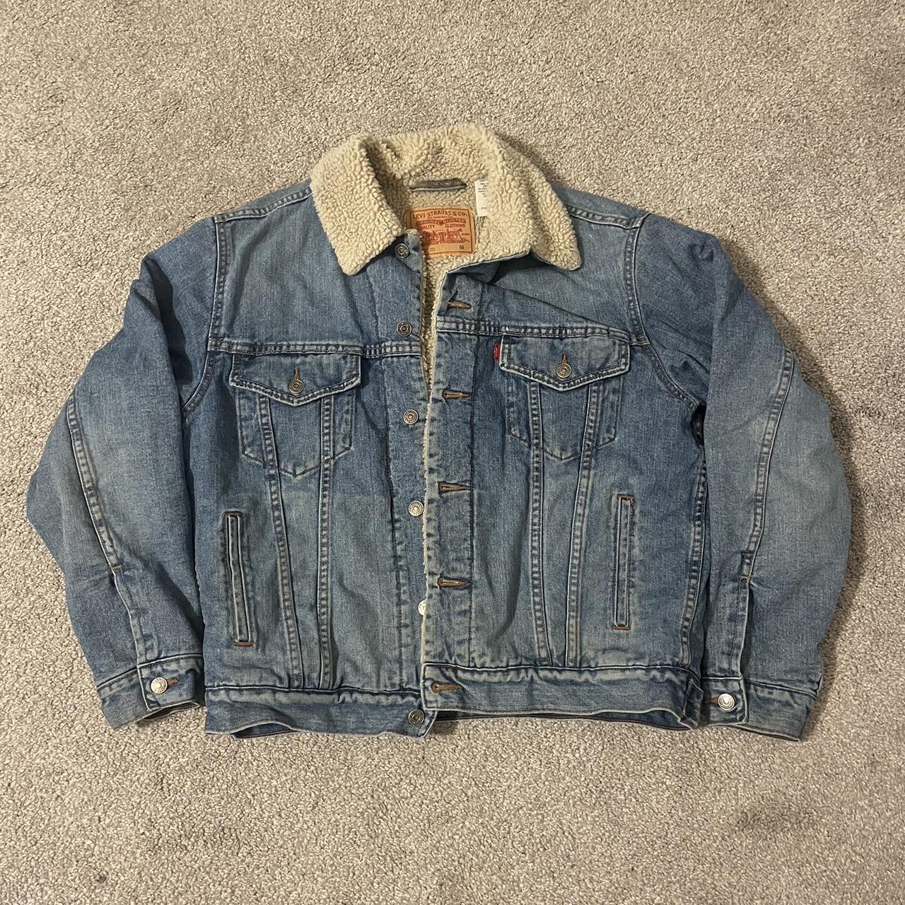 Levi’s Sherpa Lined Blue denim trucker Work jacket... - Depop