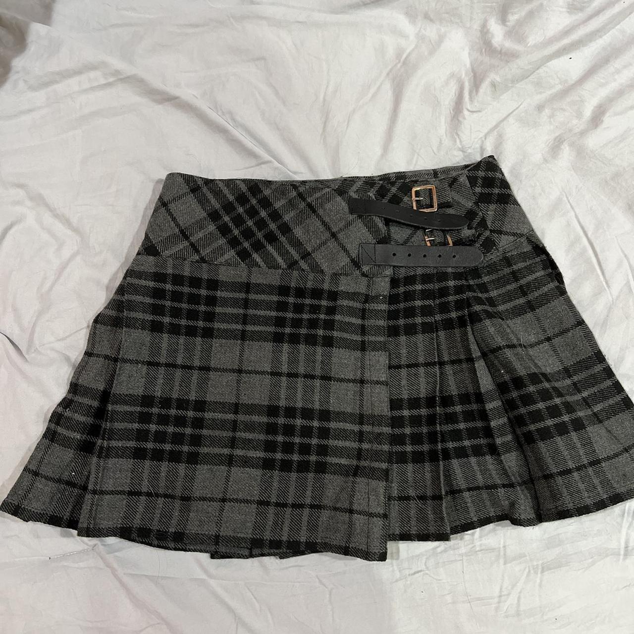 Plaid black and grey mini skirt Vintage y2k Velcro... Depop
