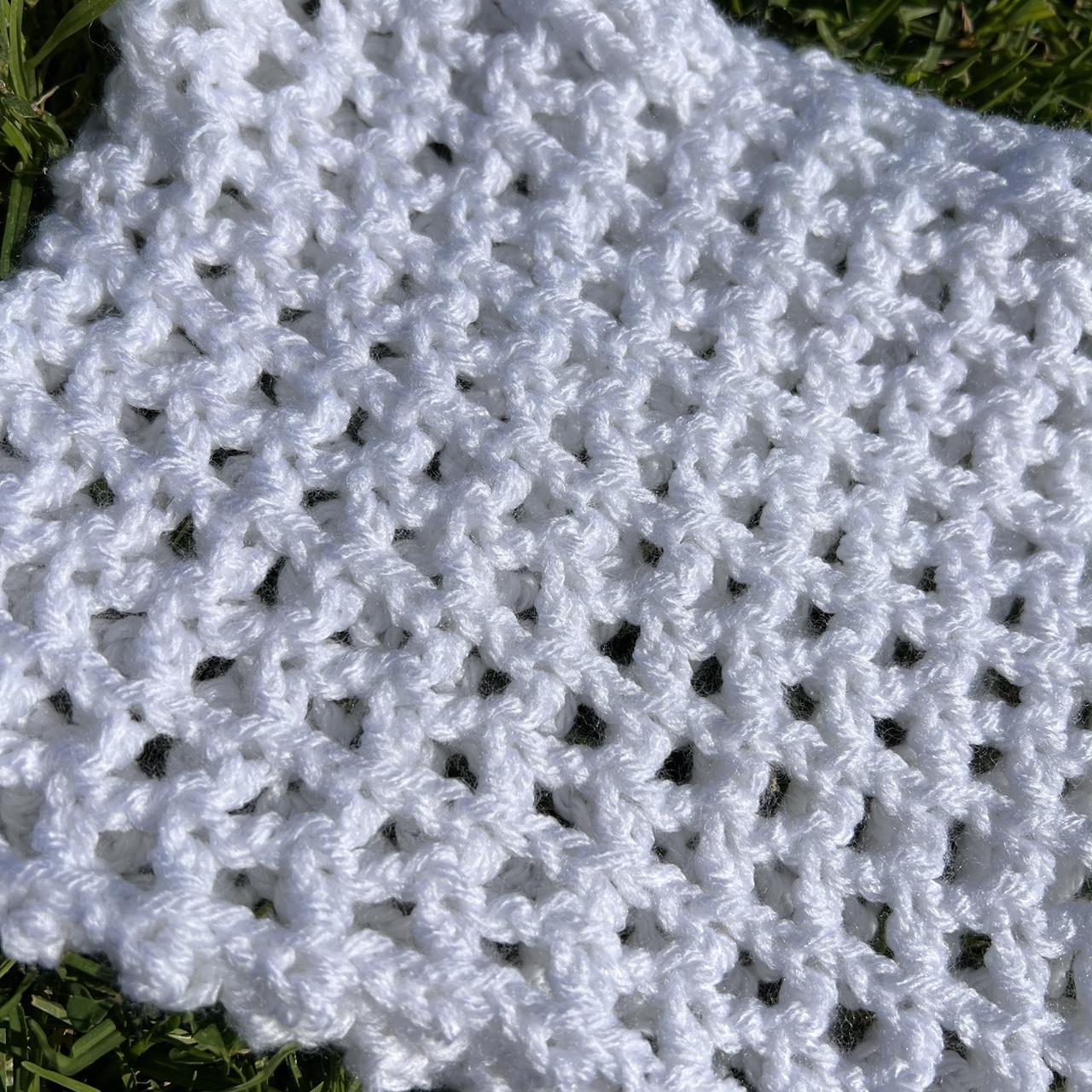 White mesh crochet bag 7 1/2 by 7 inches Hand Depop