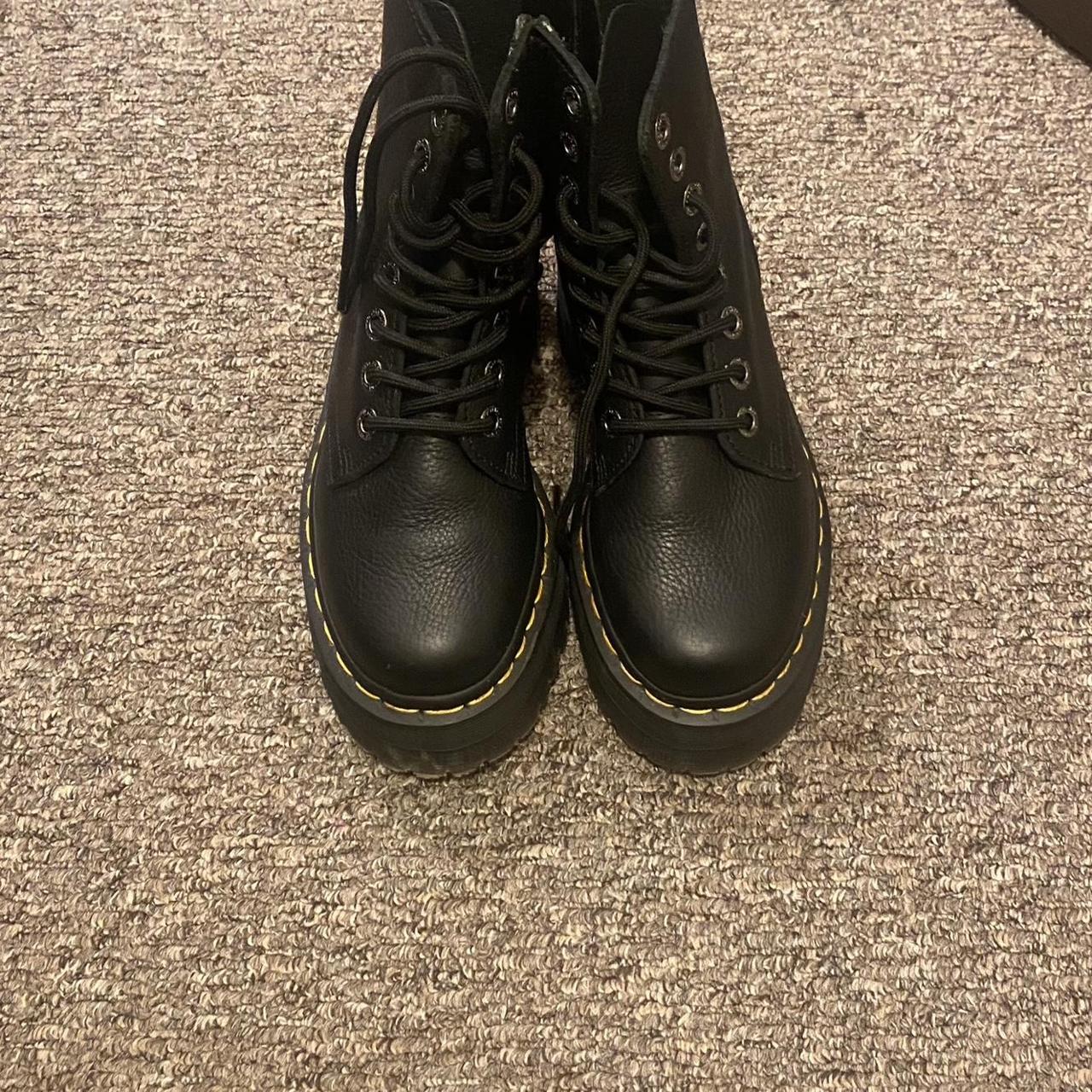 Black leather boots, worn a few times only, not worn... - Depop
