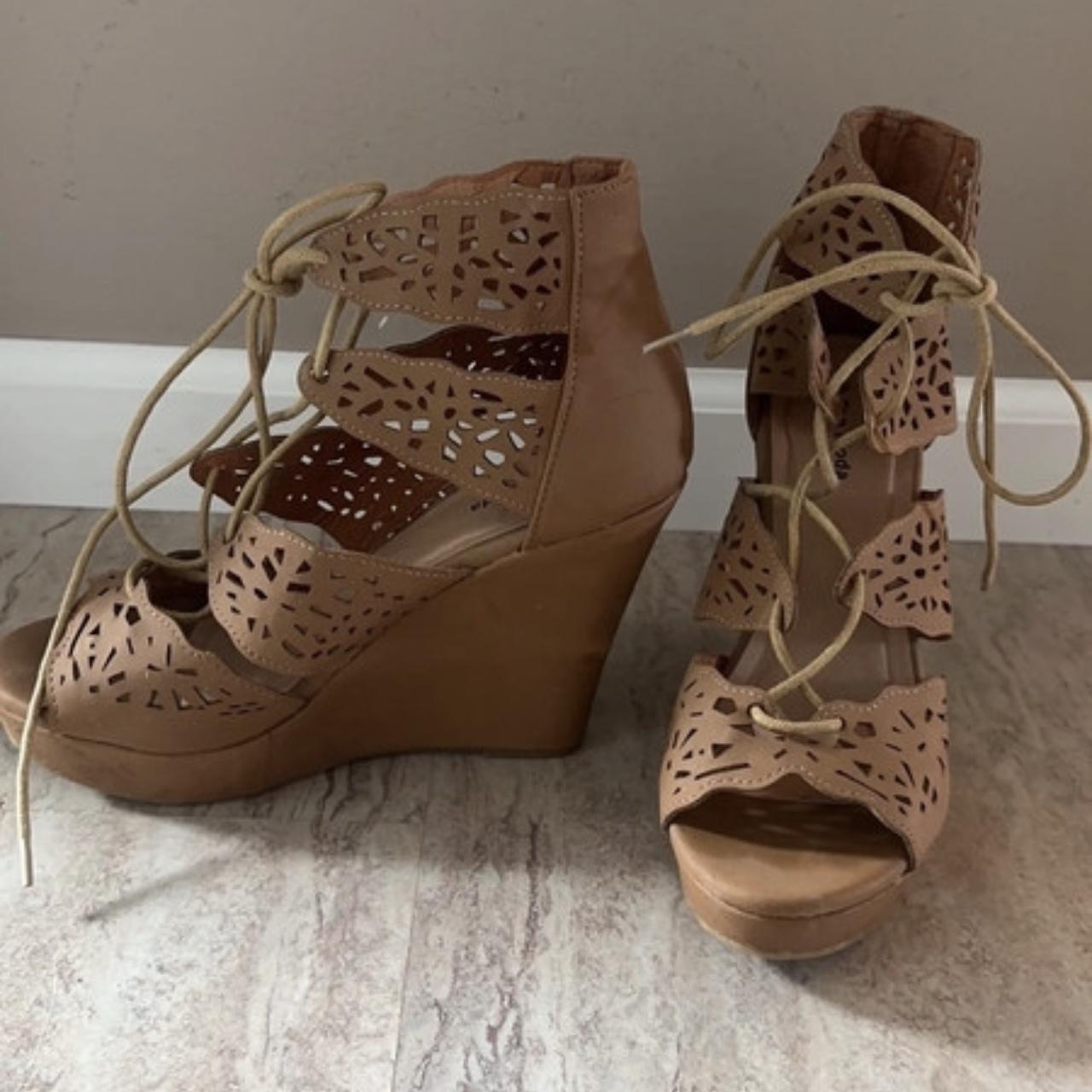 Tan lace up on sale wedges