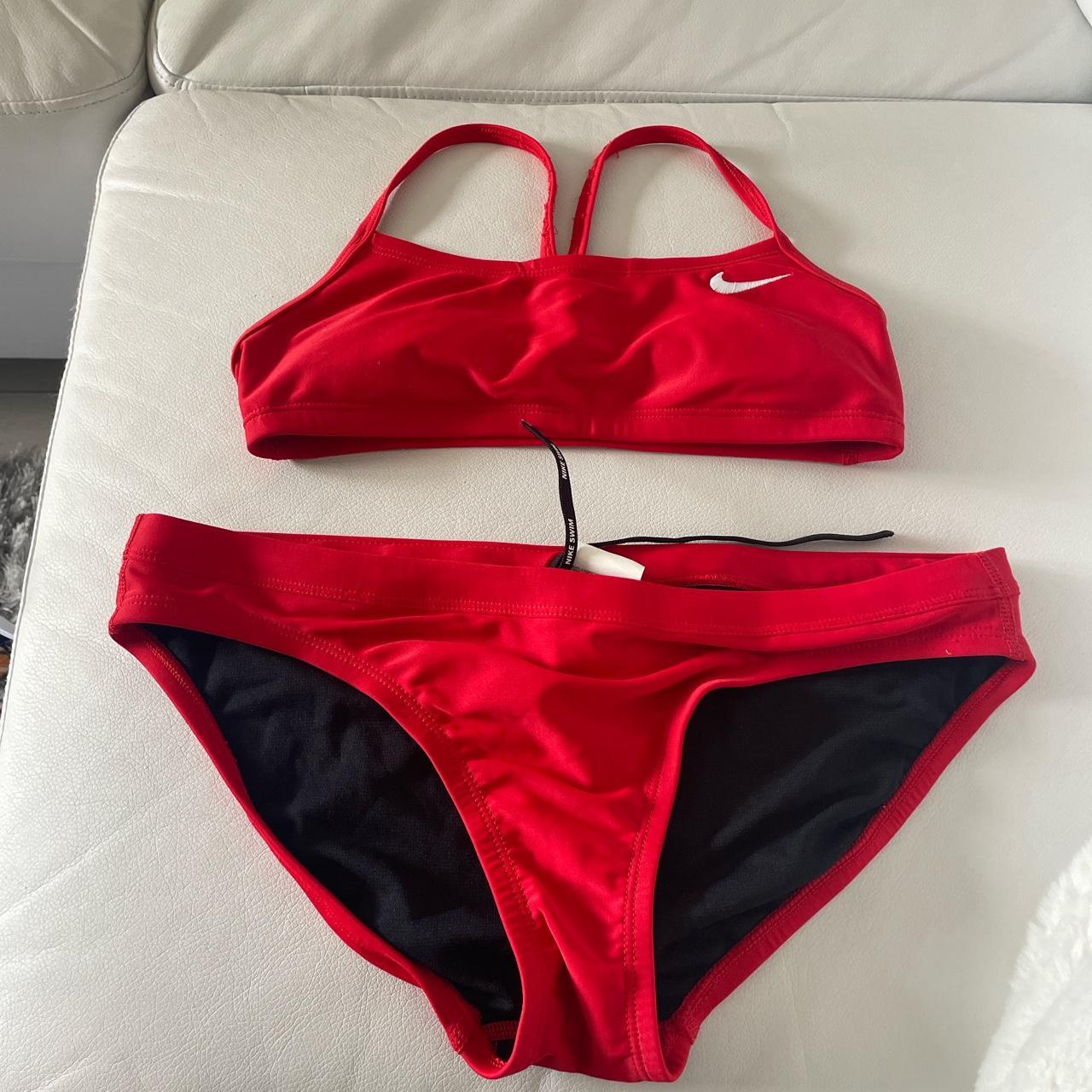 Red Nike bikini Top: x small Bottom: medium - Depop
