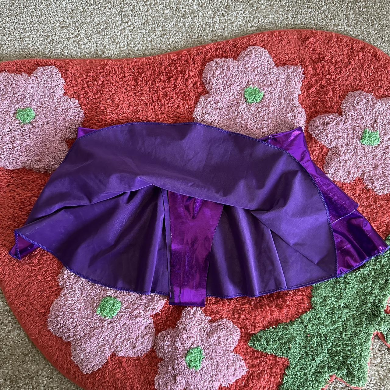 Metallic Purple Pleated Micro Mini Skirt Size:... - Depop