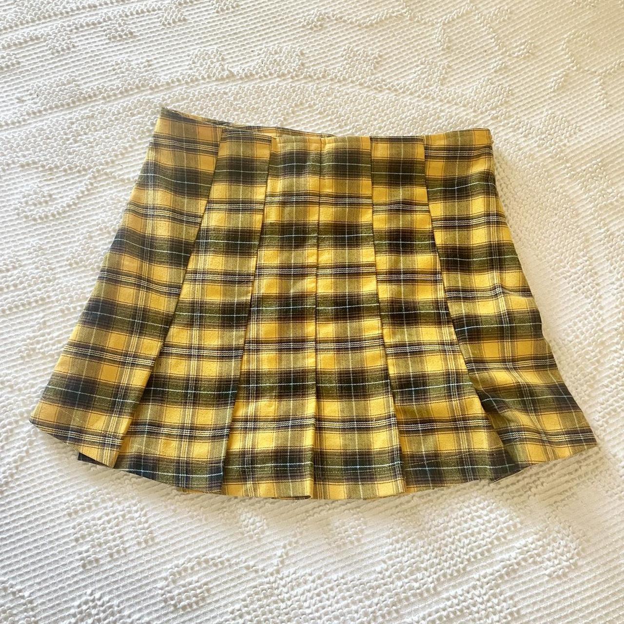 Yellow plaid pleated skirt from Forever 21 it s. Depop