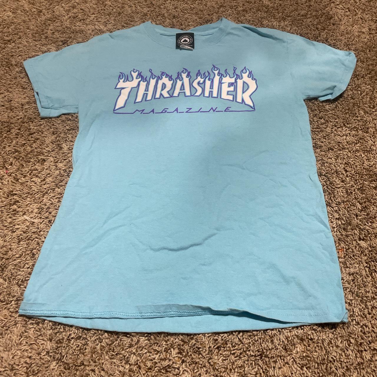 Blue and purple thrasher t shirt thrasher skater. Depop