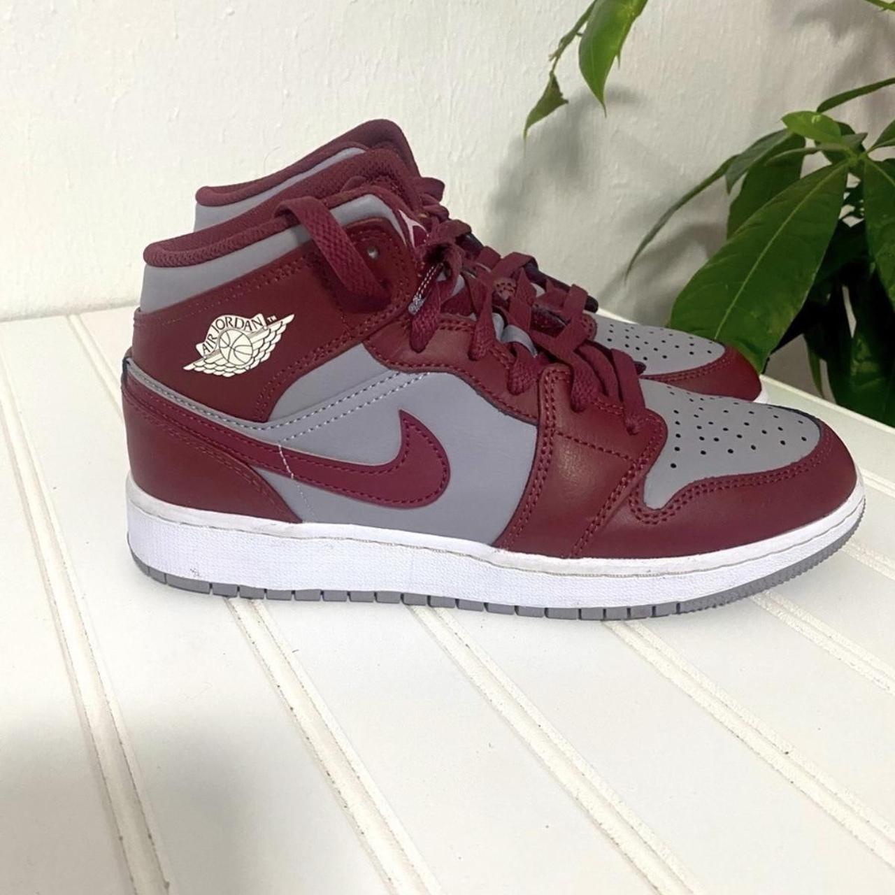 burgundy and grey jordan 1
