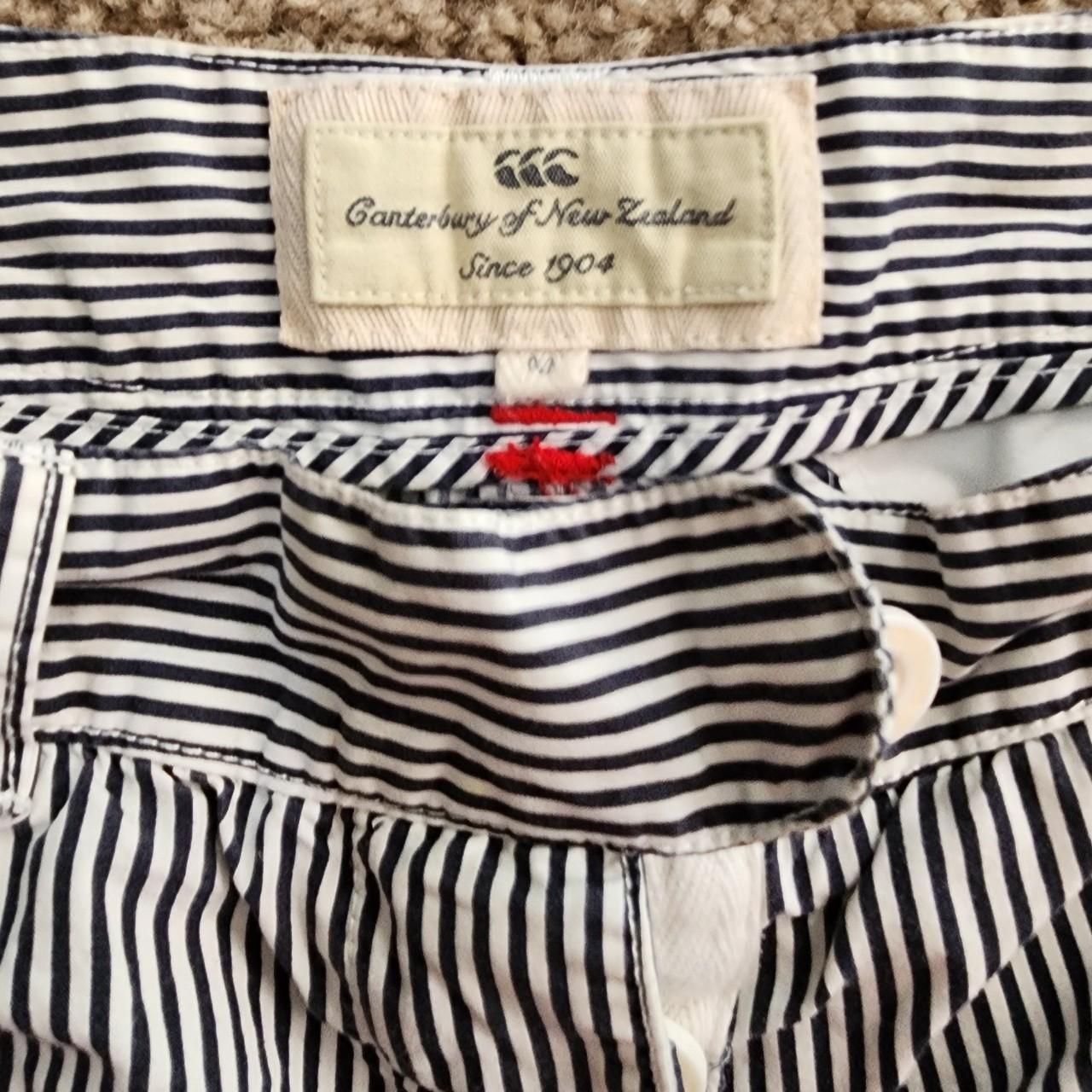 Women's navy and white pin stripe shorts size Medium... - Depop