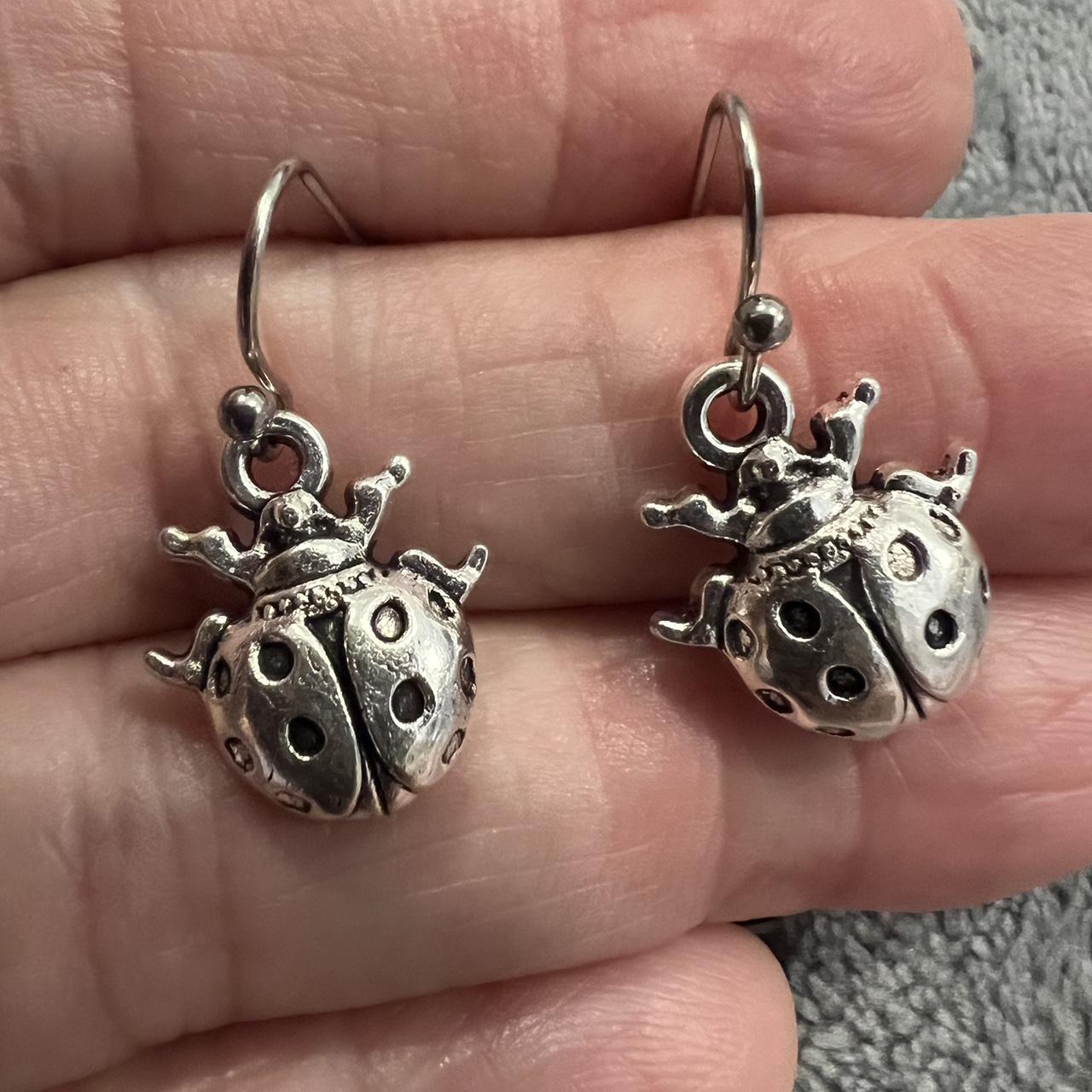 Silver hot sale ladybug earrings