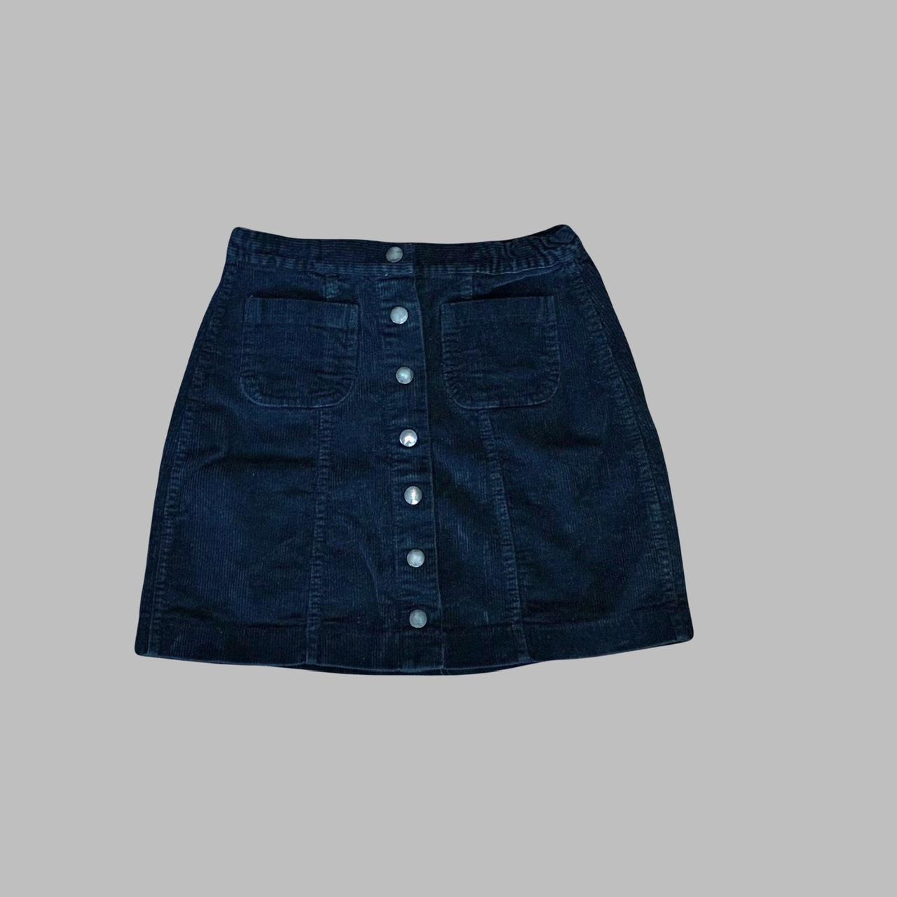 Black Corduroy Skirt Two Mini Pockets In Front,... - Depop