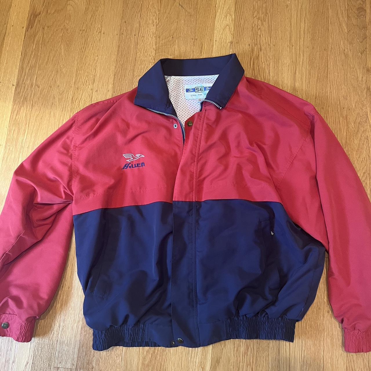 Red and navy men’s xl jacket, pretty baggy good... - Depop