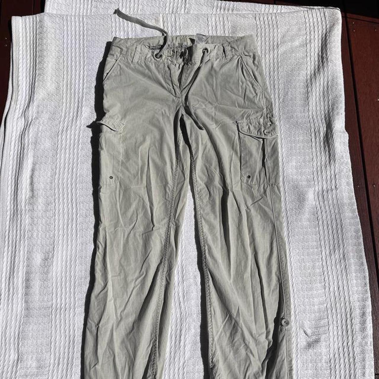 Vintage cargo style pants in a light material,... - Depop