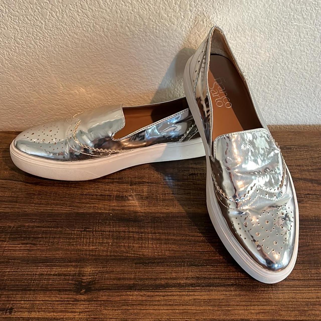 Franco Sarto Silver loafers size 8 #loafer #silver... - Depop