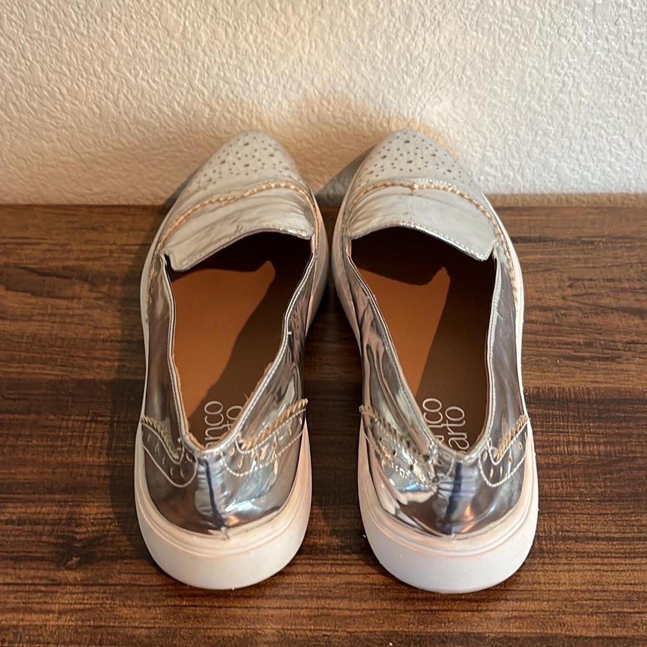 franco sarto silver loafers