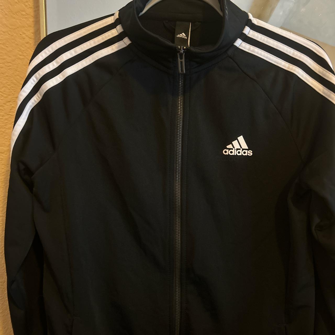 Adidas black and white zip up - Depop