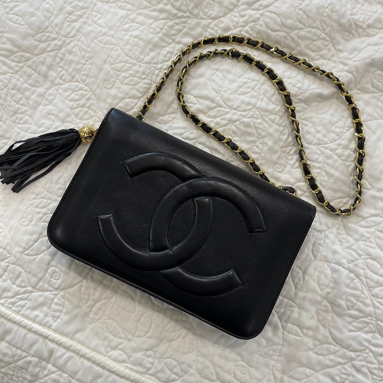 vintage CC bag with gold chain. Leather... Depop