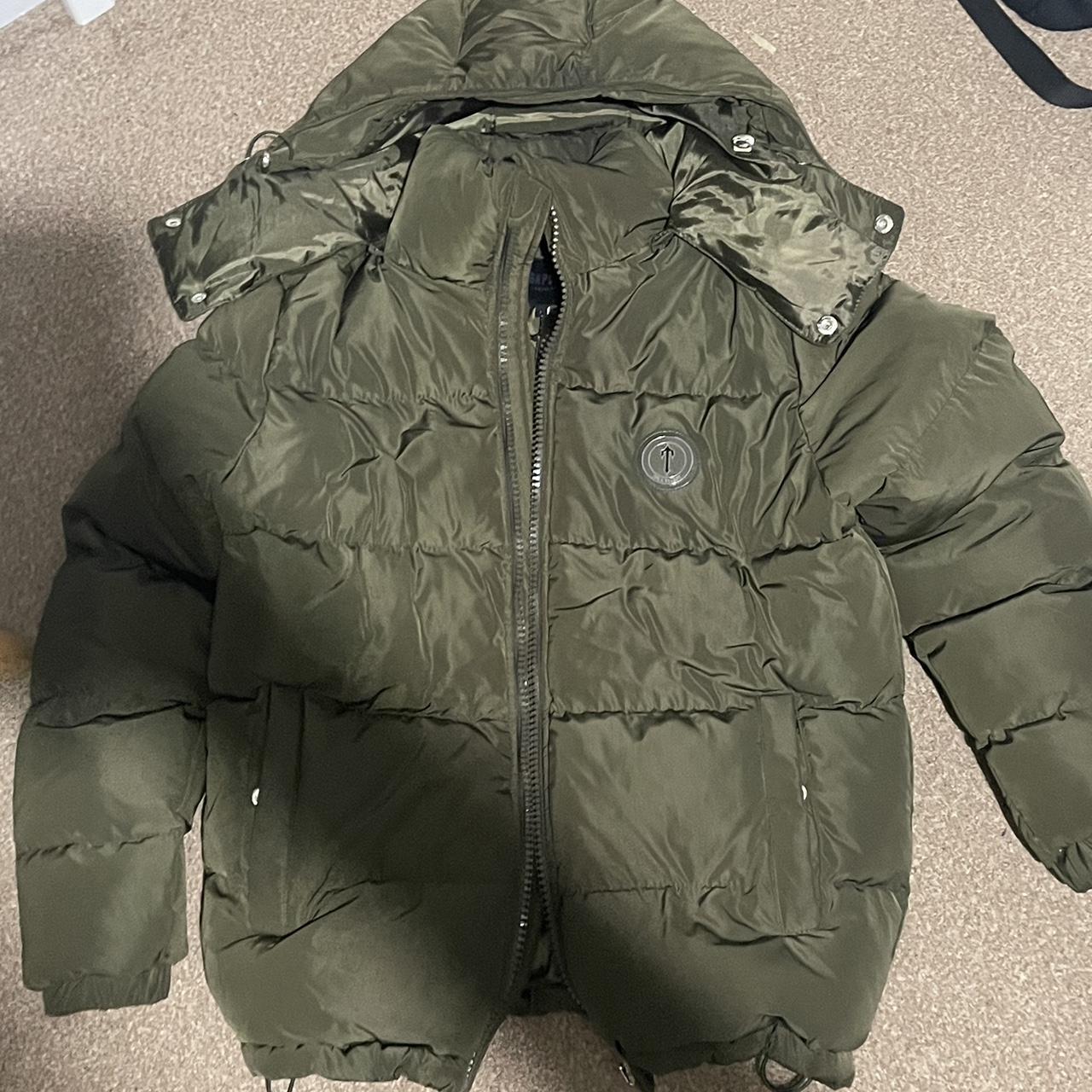 Trapstar olive Green puffer Coat Size S - Depop