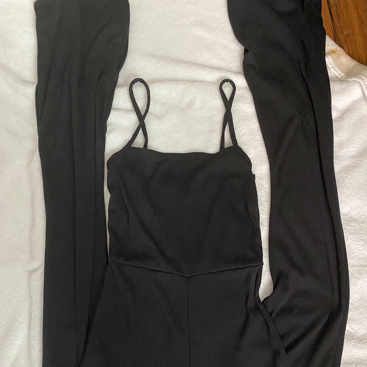 Black pant bodysuit! Spaghetti straps with flared... - Depop