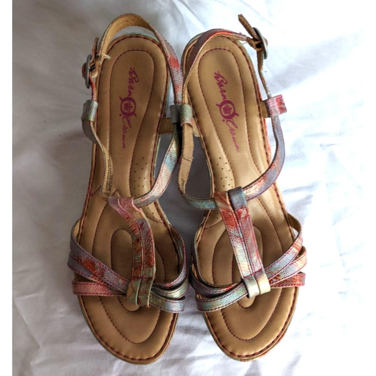 Born Crown Alcala II Leather Heeled Sandals in Shimmery Pink Women's Size 6  | eBay