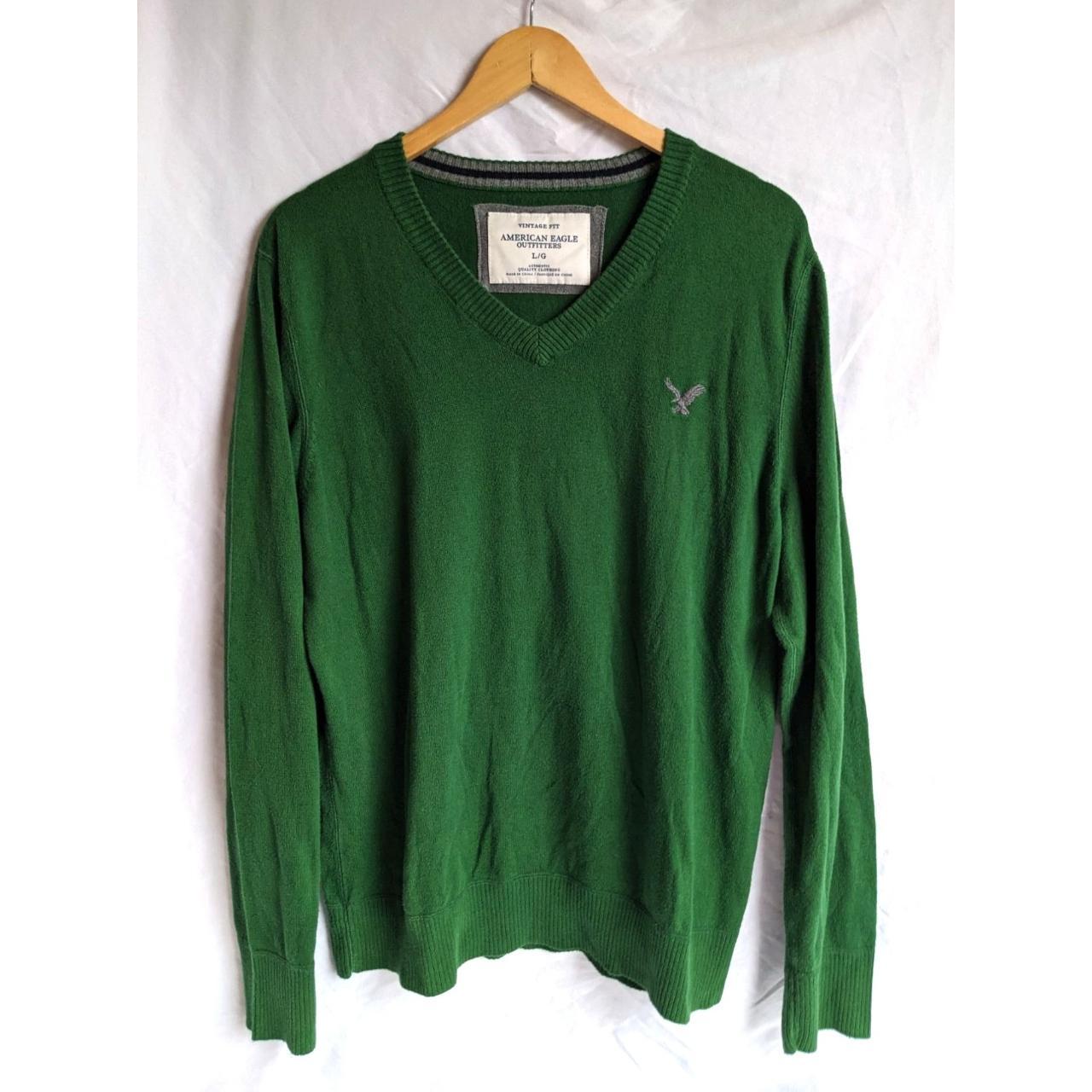 AMERICAN EAGLE Forest Green V-Neck Sweater