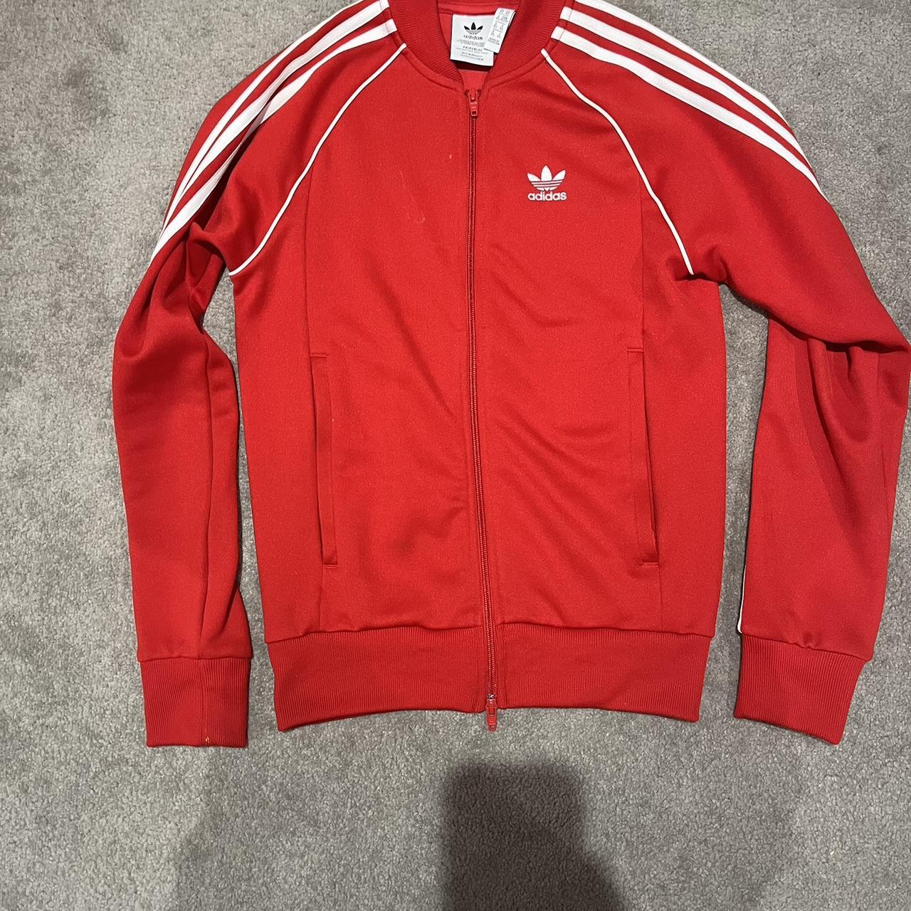 red Adidas sst tracksuit top mens xs - Depop