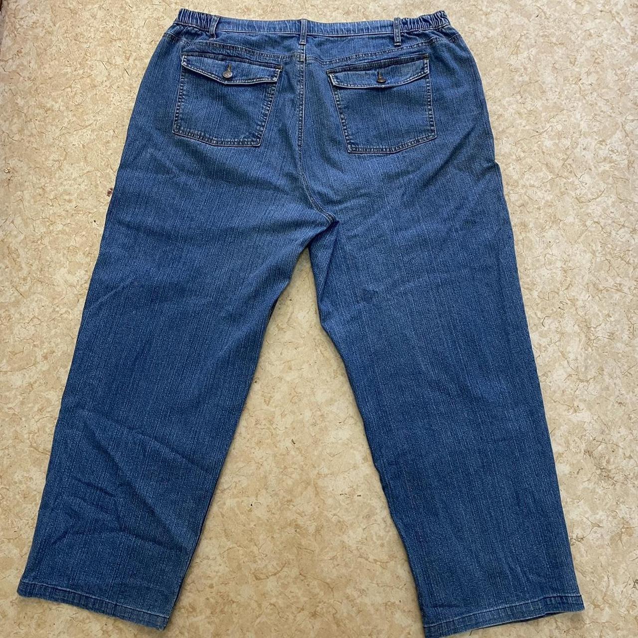 baggy blue jeans with unique back pockets tag says... - Depop