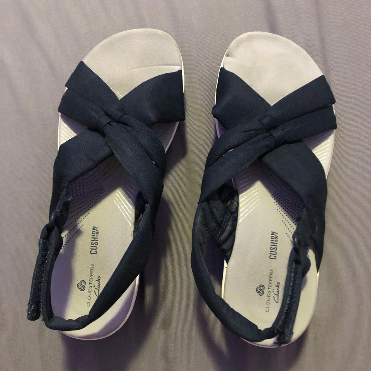 Navy blue and gray comfy sandal shoes! - Depop