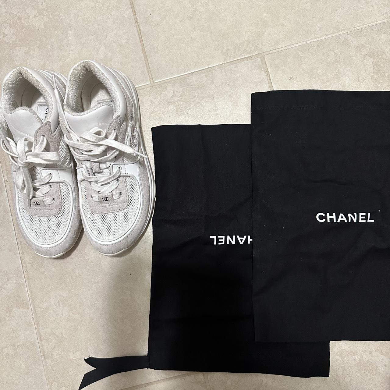 Chanel trainers white and on sale pink