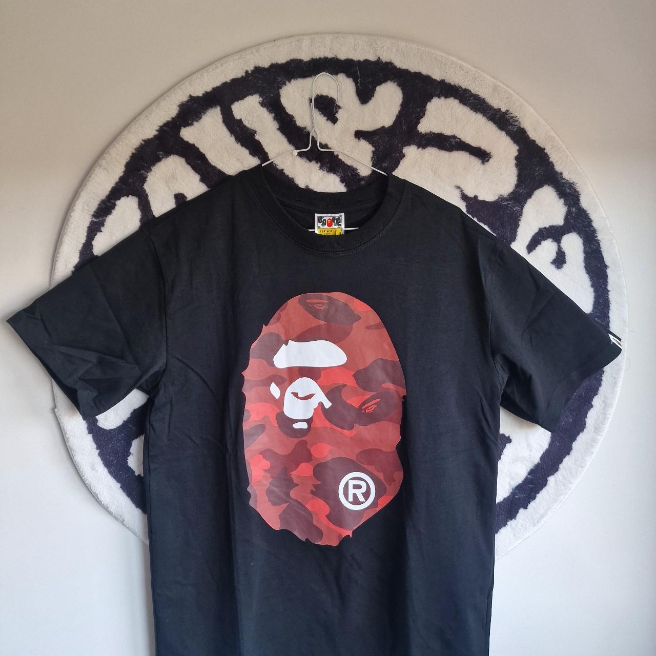 Black and red bape shirt best sale