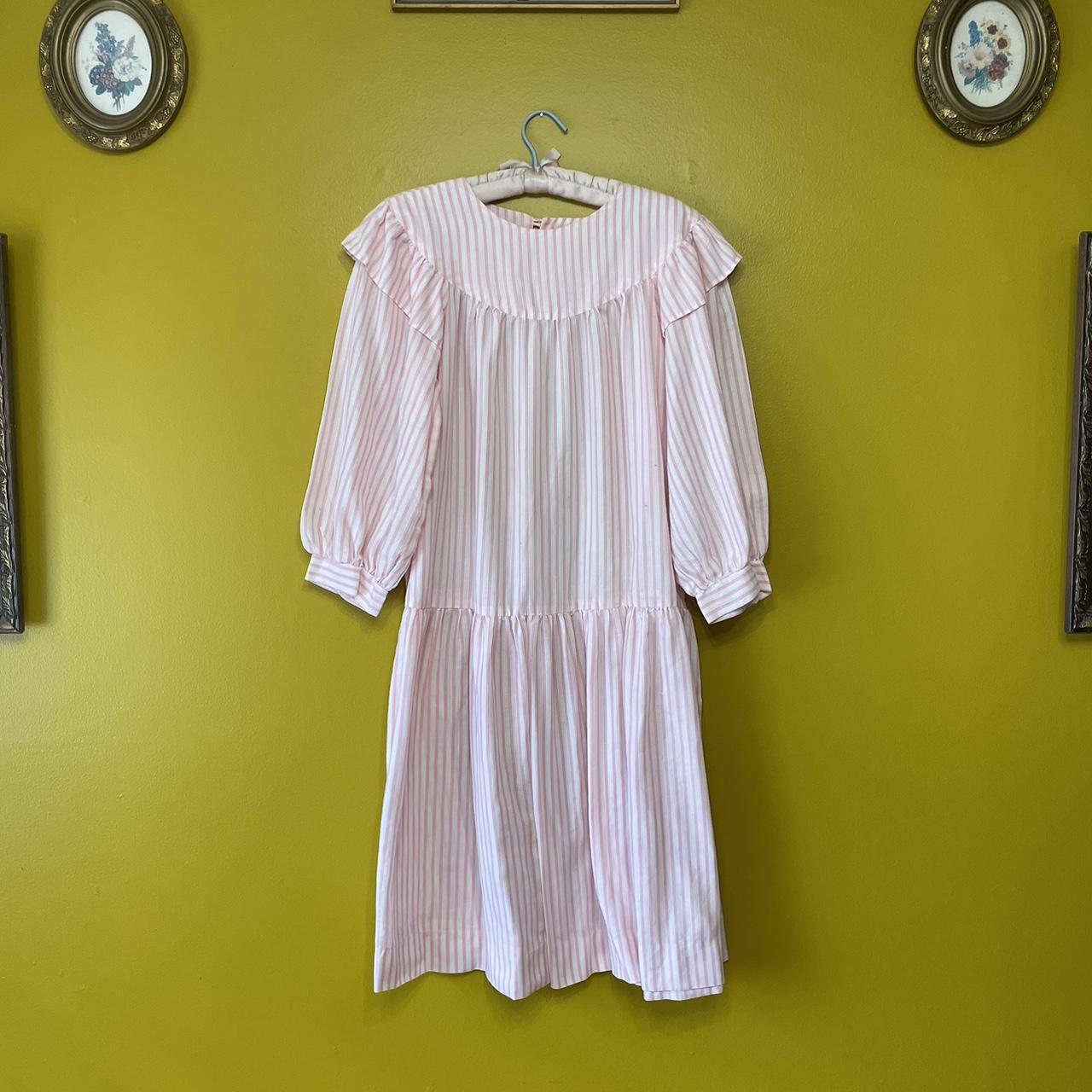 Women's Pink and White Dress Depop