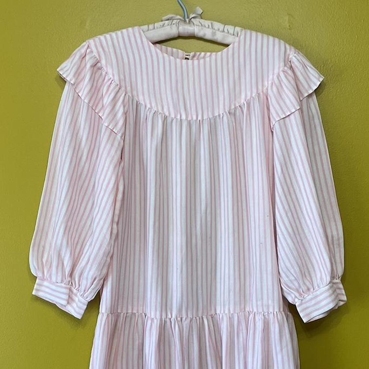 Women's Pink and White Dress Depop
