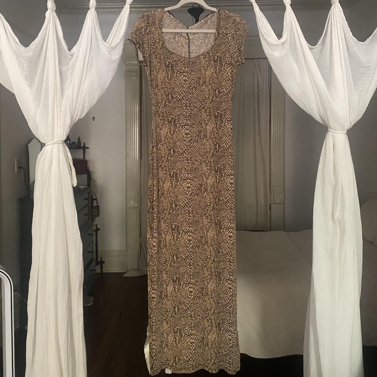 Women's Dress - Brown/Gold - L – Slinky stretchy … - image 1