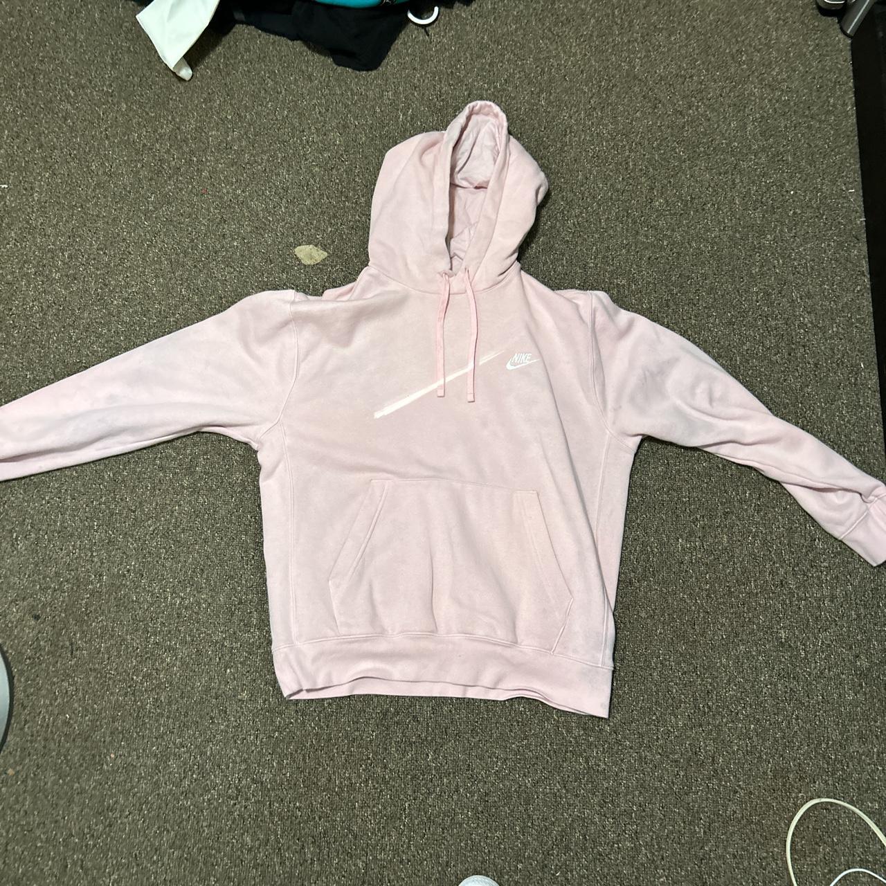 Medium pink Nike hoodie has some stains from the... - Depop