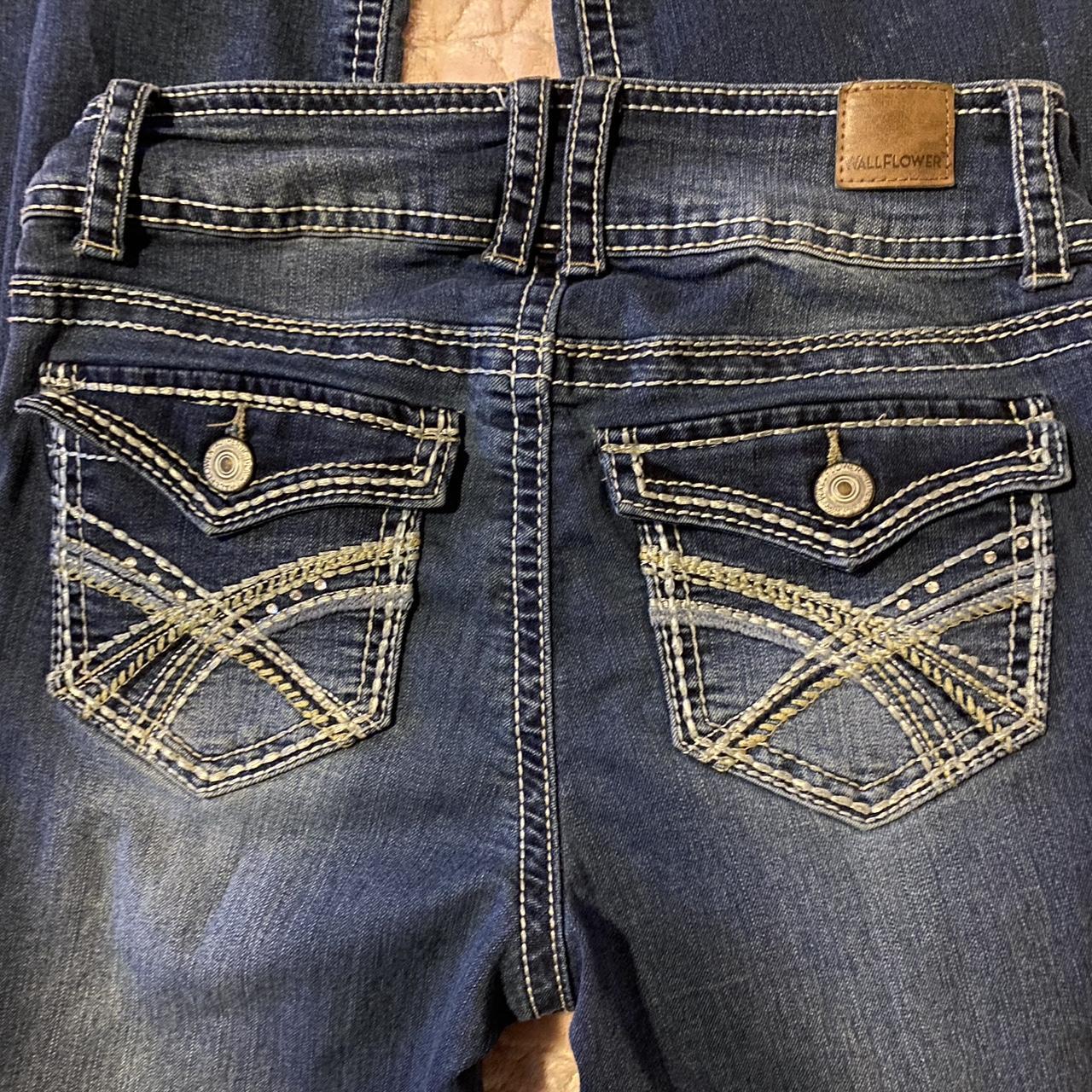 wallflower badazzled boot cut jeans size 3 mid rise... - Depop