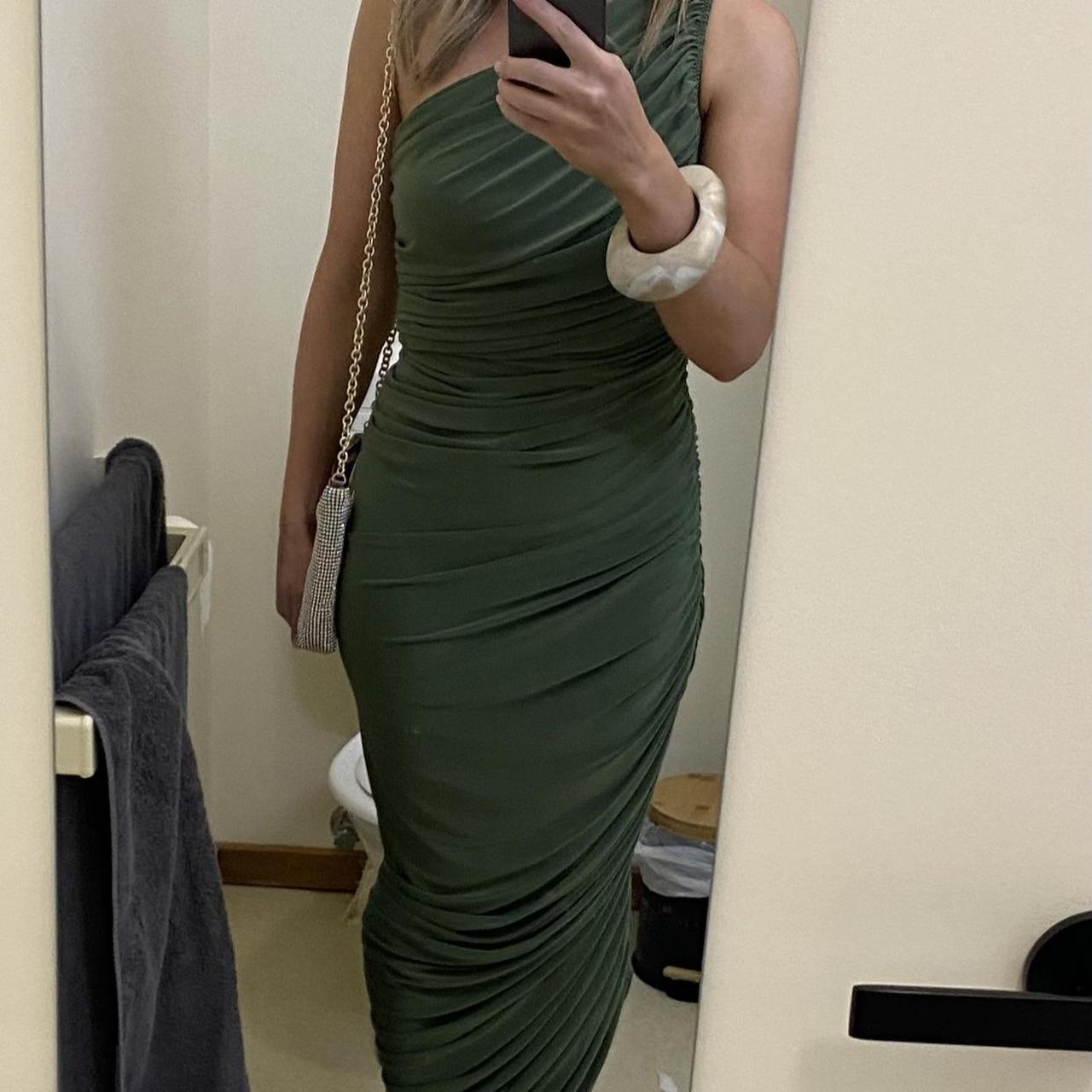 Norma Kamali Diana gown in celadon size S - Depop